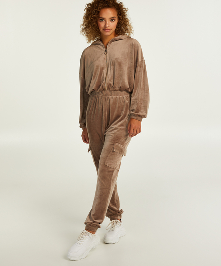Jumpsuit h&aelig;ttetr&oslash;je velour, Brown