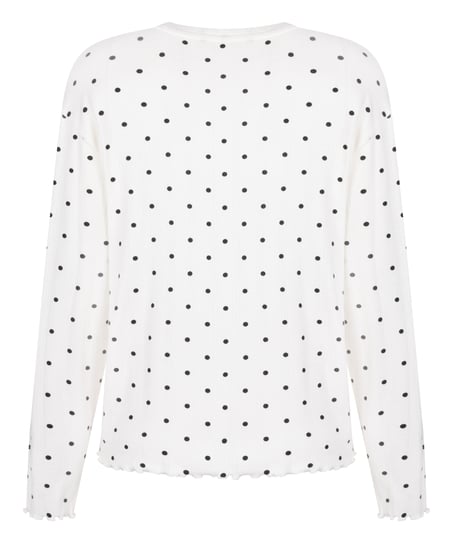 Pyjama Top Loose Pointelle, Hvid