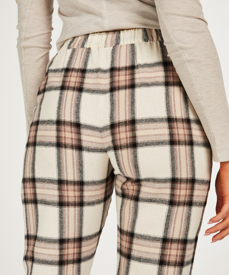 Tall Pyjamasbukser Twill Check, Beige