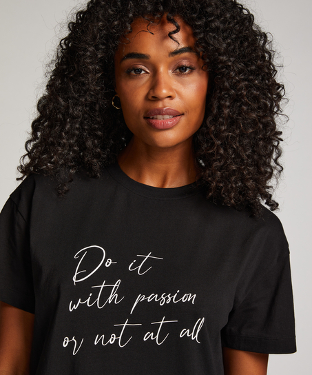 Natskjorte rund hals, Sort