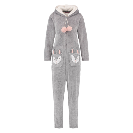 Fleece Novelty onesie-jumpsuit, Grå
