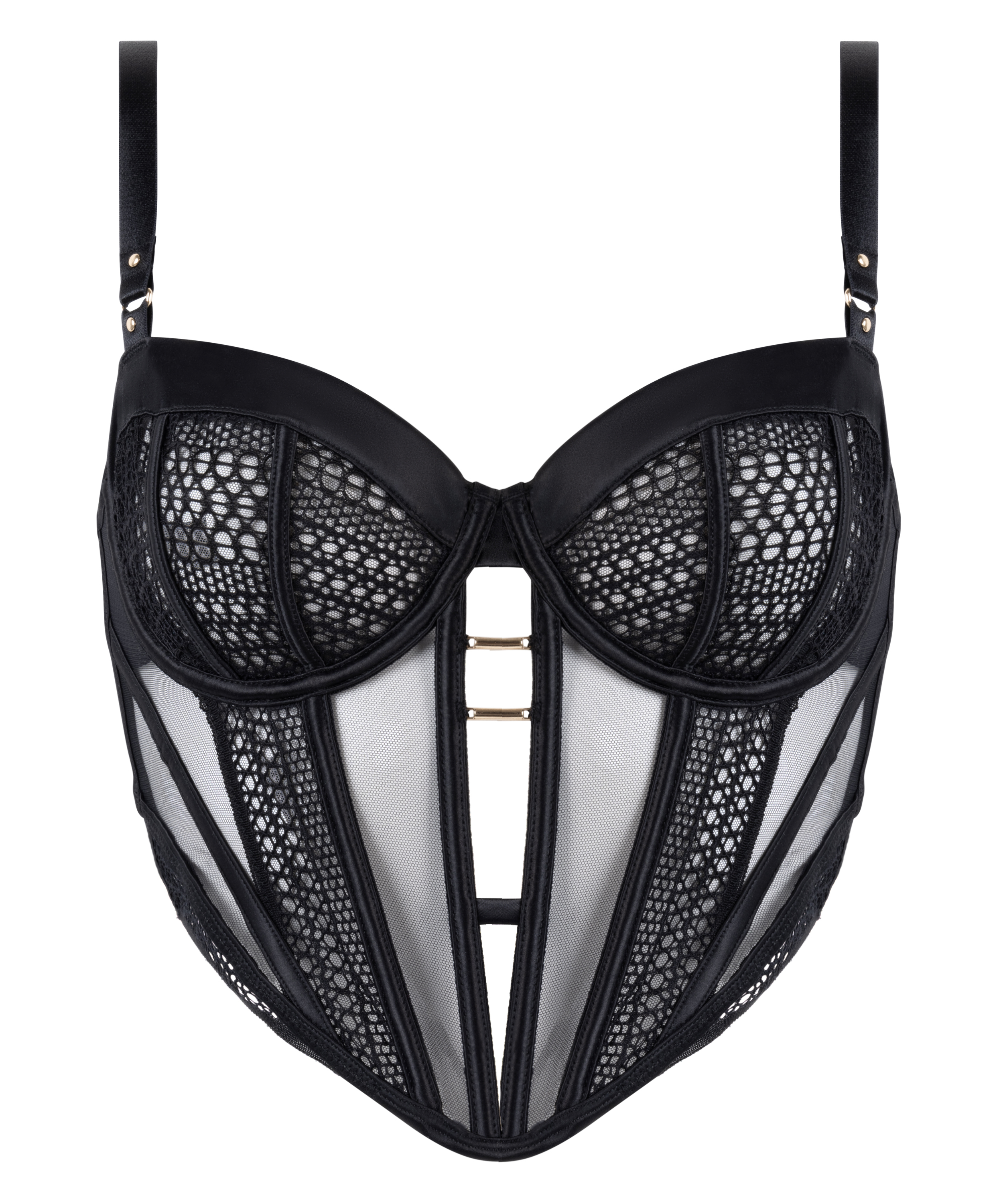 Ikke-formstøbt longline bøjle-bh Missy, Sort, main