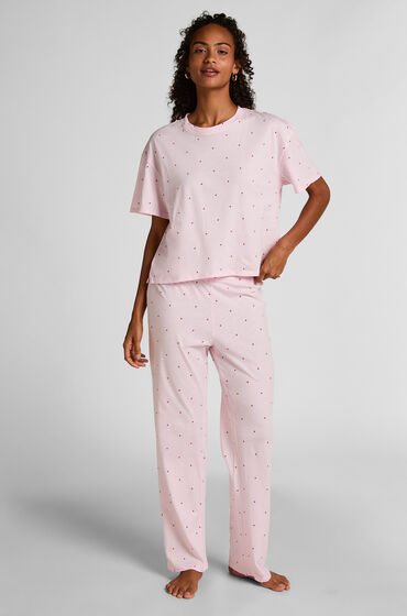 Hunkemöller Pyjamassæt i bomuld med print Lyserød