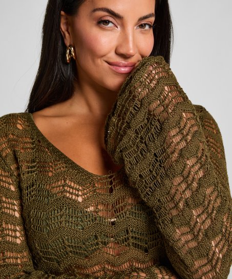 Hæklet maxi-kjole, grøn