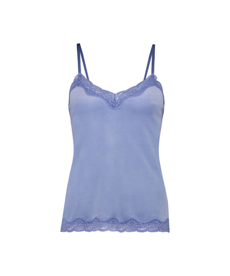 Cami top Velours Lace, Blå