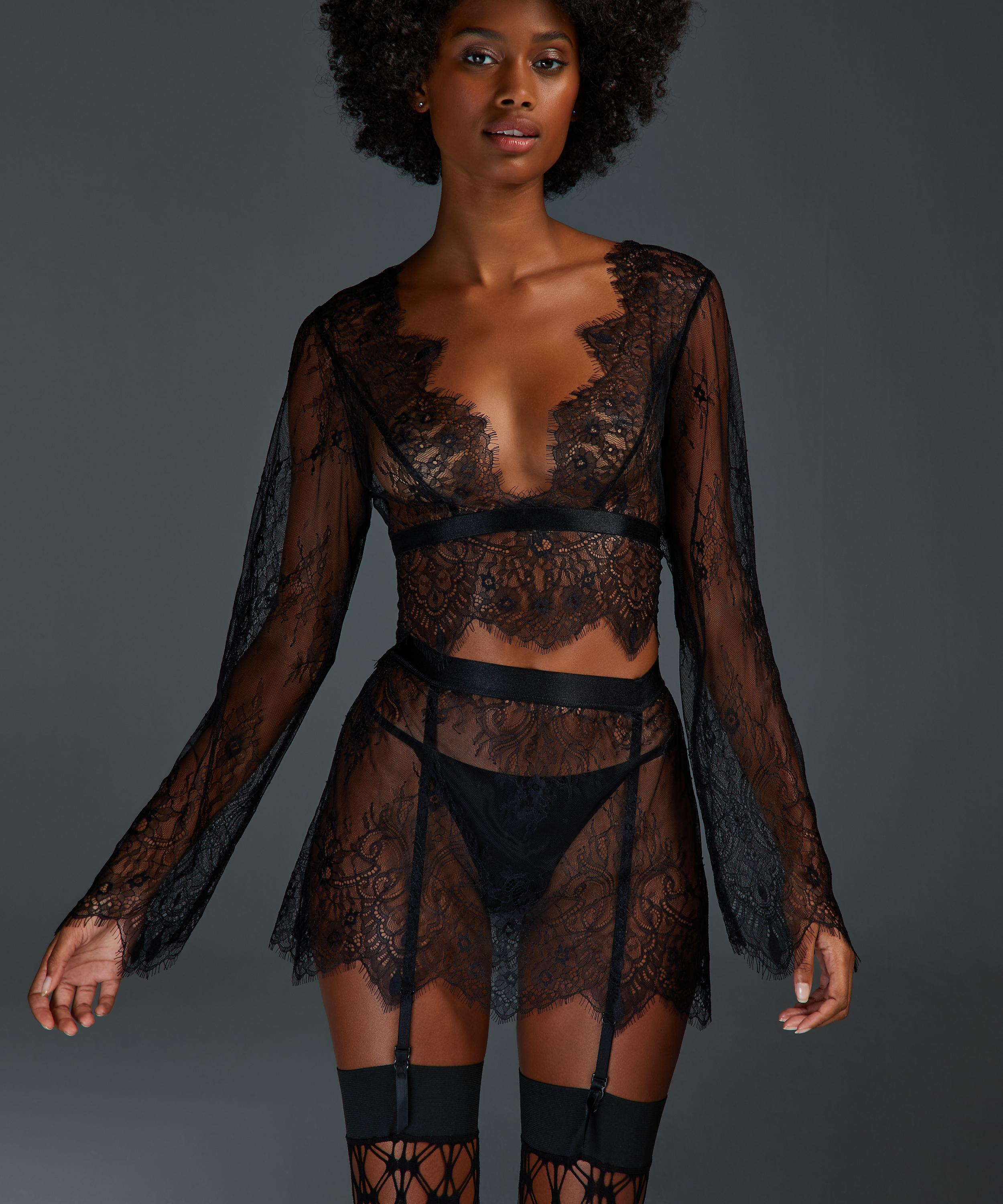 Top Allover Lace, Sort, main
