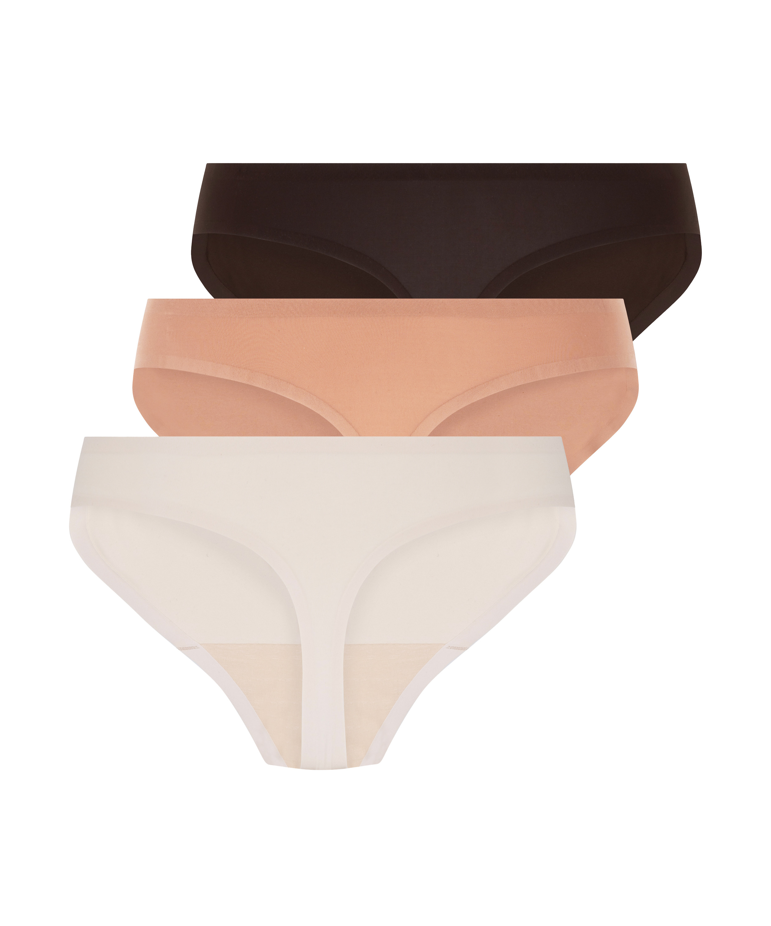 3-stykspakning usynlig g-streng, Brown, main