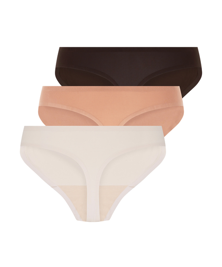 3-stykspakning usynlig g-streng, Brown