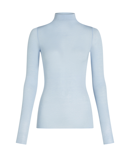 super soft rullekrave bluse med cashmere, Bl&aring;
