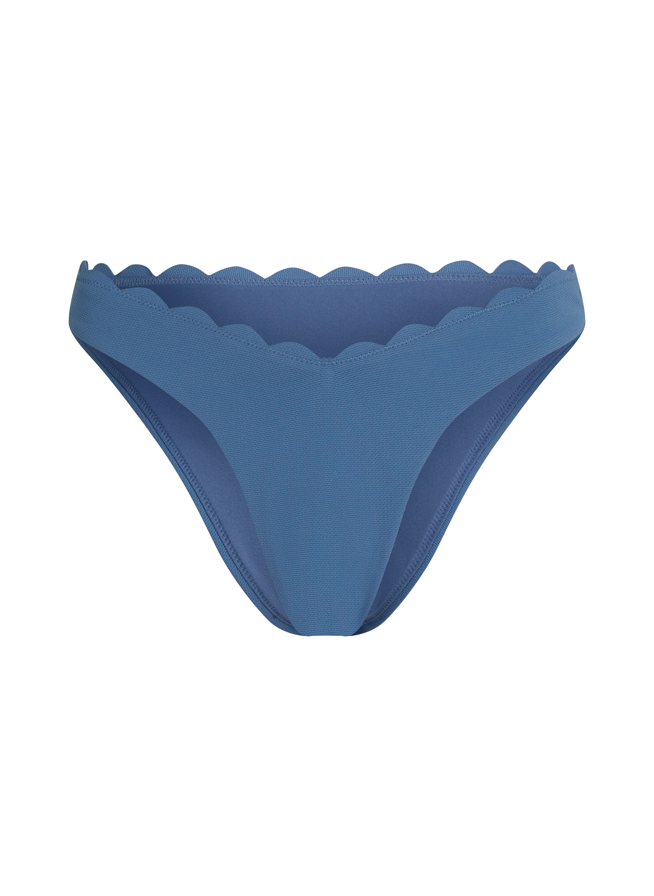 Højskåret Bikinitrusse Scallop, Blå
