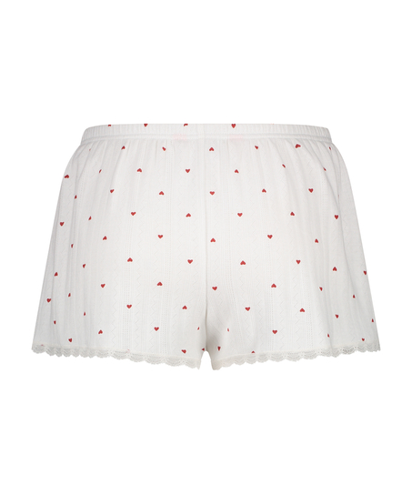 Pyjamasshorts Pointelle, Hvid