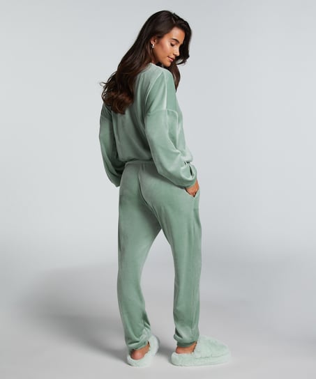 Joggingbukser Velours, Gr&oslash;n