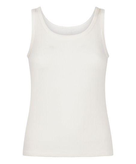 Singlet b&oslash;rstet jersey rib, Hvid