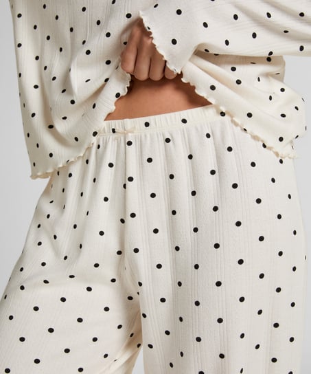Pyjama Pant Loose Pointelle, Hvid
