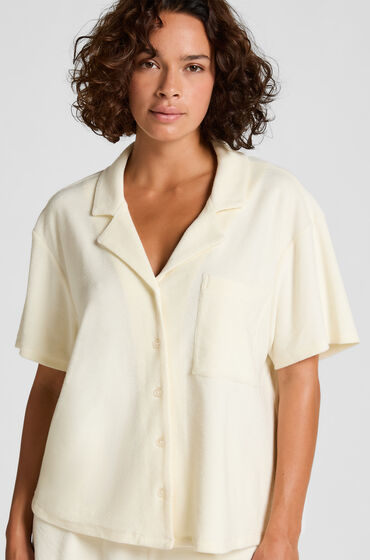 Hunkemöller Frottéskjorte med knapper Hvid