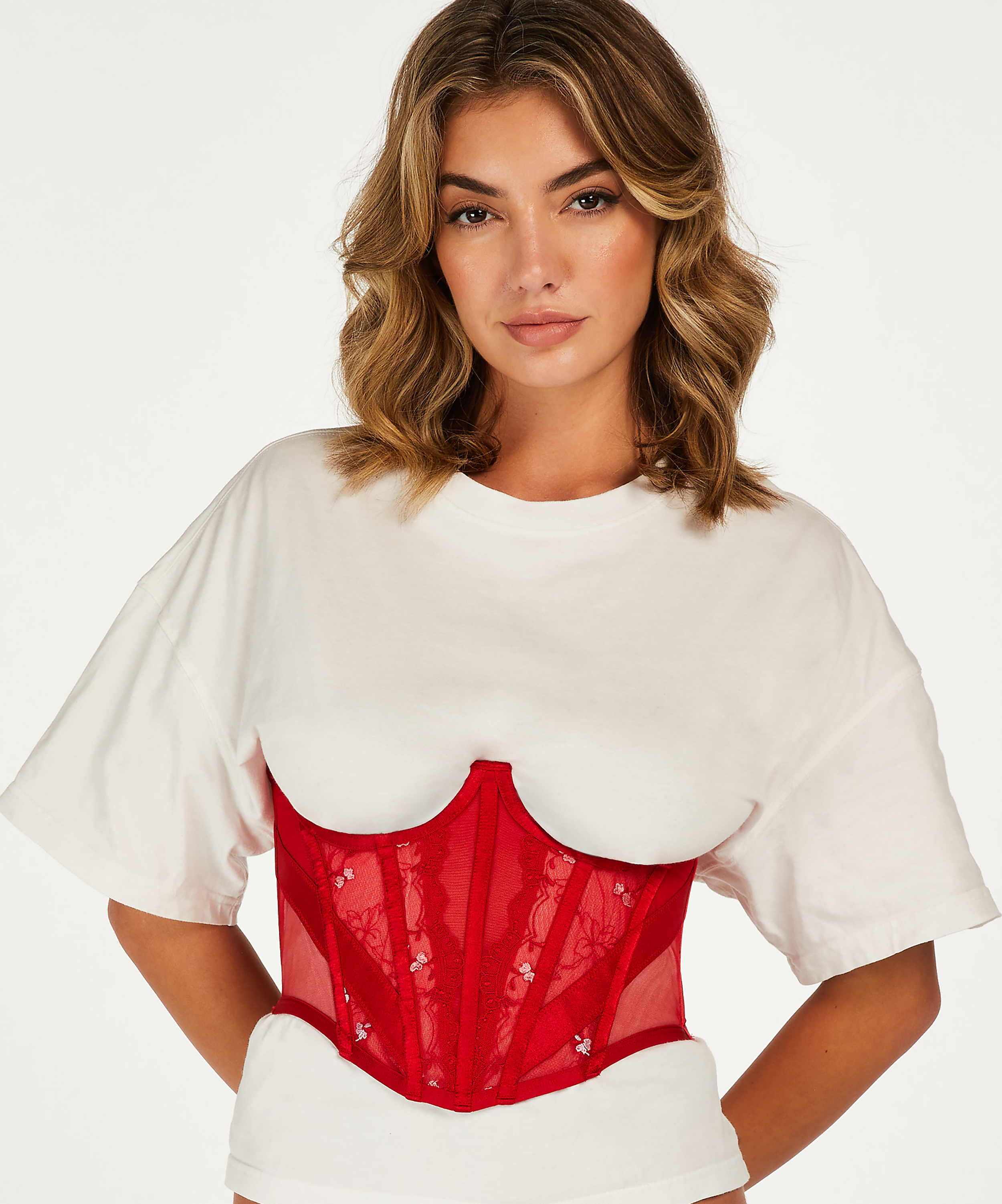 Violet bustier uden skål, Rød, main