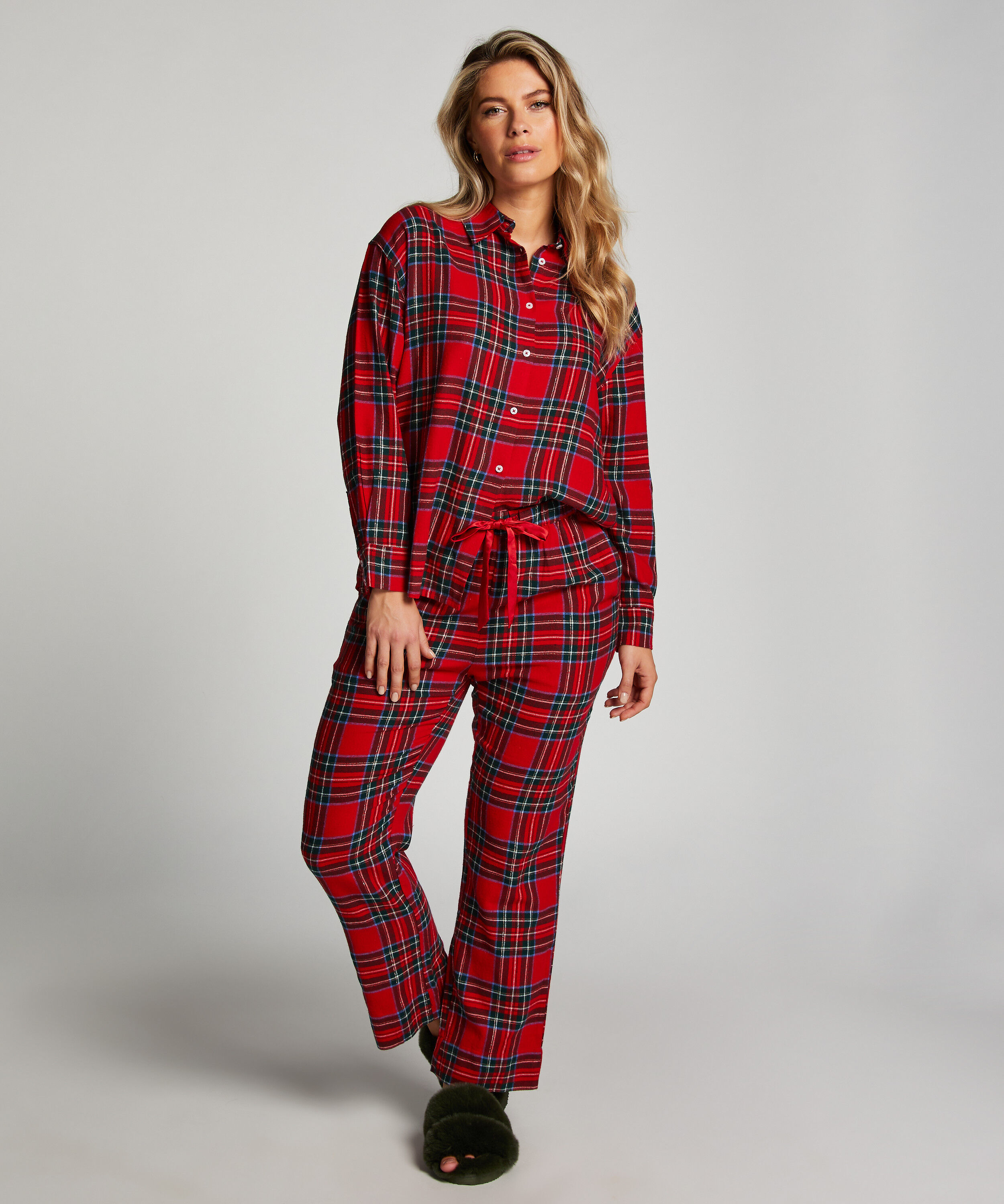 Pyjamasbukser af flonel, Rød