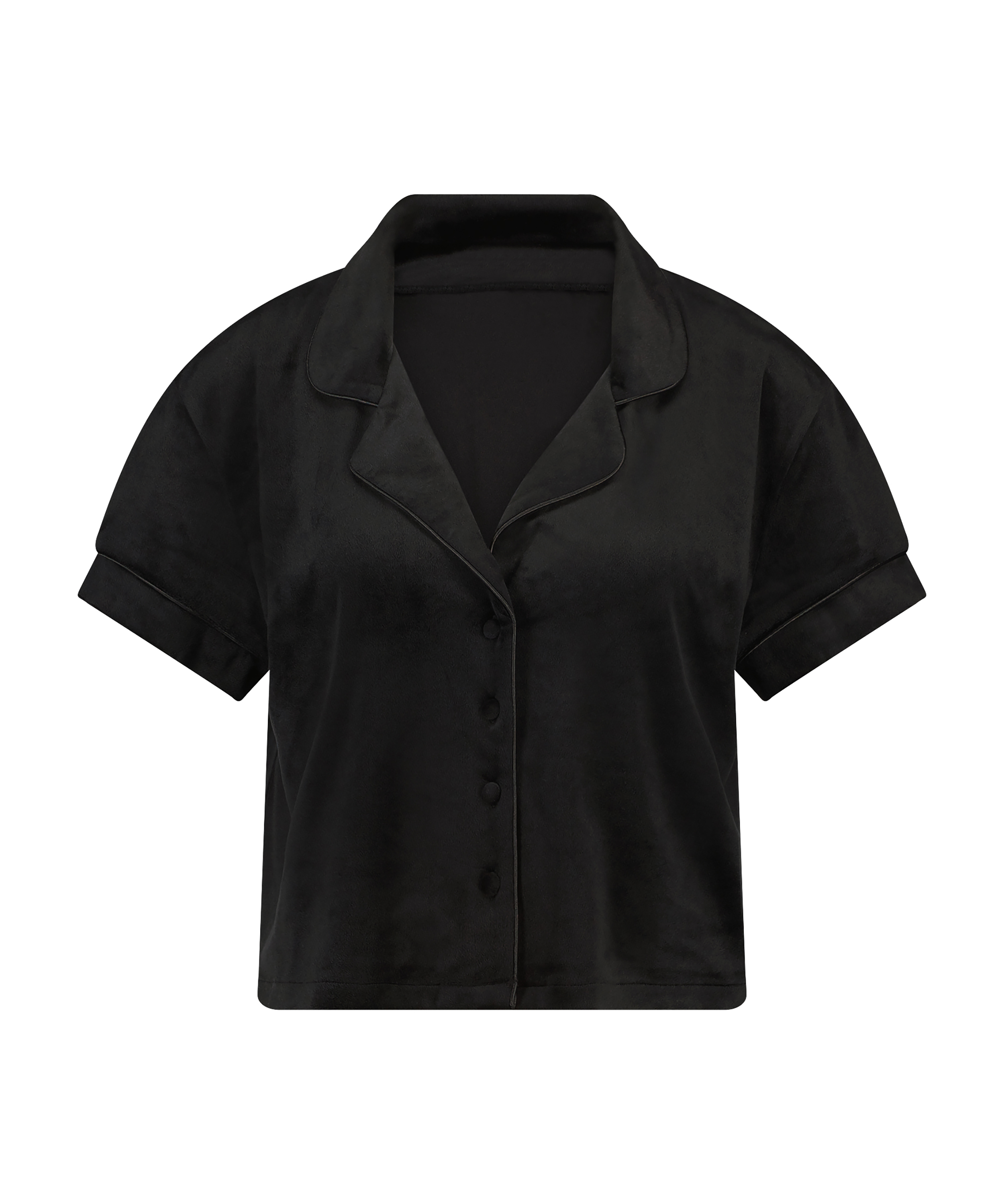 Kortærmet jakke i velour, Sort, main