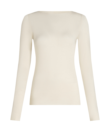 super soft b&aring;dhals bluse med cashmere, Hvid