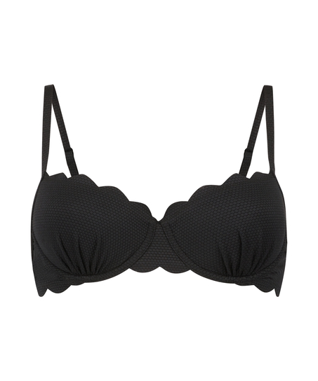 Scallop formstøbt bikinitop med bøjle, sort