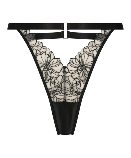 Tara g-streng med h&oslash;j benudsk&aelig;ring, sort