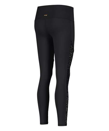 HKMX High Waisted Sportlegging Leopard Flock, Sort