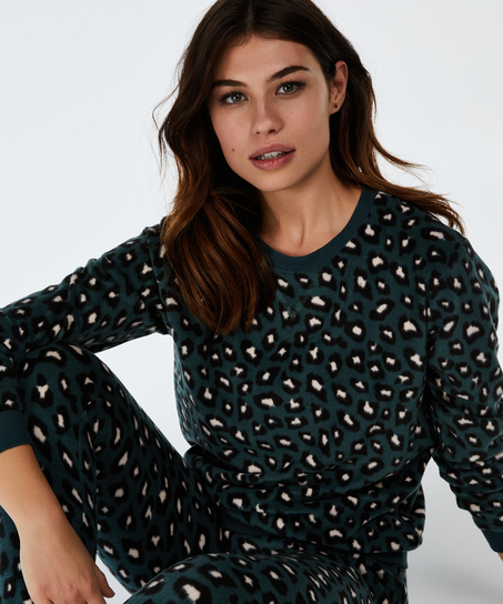 Fleece top med lange &aelig;rmer, Gr&oslash;n